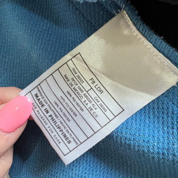 Nike Blue Snap Button Striped Varsity Vintage Bomber Jacket Size: Large 12-14 - Picture 9 of 15